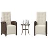 vidaXL 3 Piece Bistro Set with Cushions Brown Poly Rattan