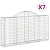 vidaXL Arched Gabion Baskets 7 pcs 200x30x100/120 cm Galvanised Iron