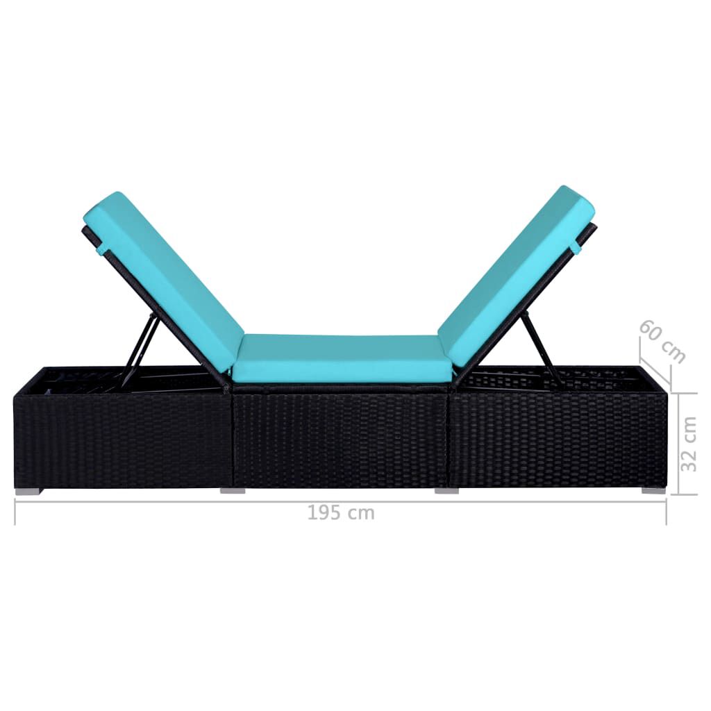 vidaXL 9 Piece Garden Lounge Set with Cushions Poly Rattan Blue