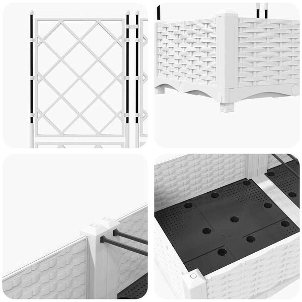 vidaXL Garden Planter with Trellis 3 pcs White 120x40x125.5 cm