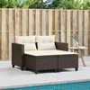 vidaXL Garden Sofa 2-Seater with Stools Brown Poly Rattan