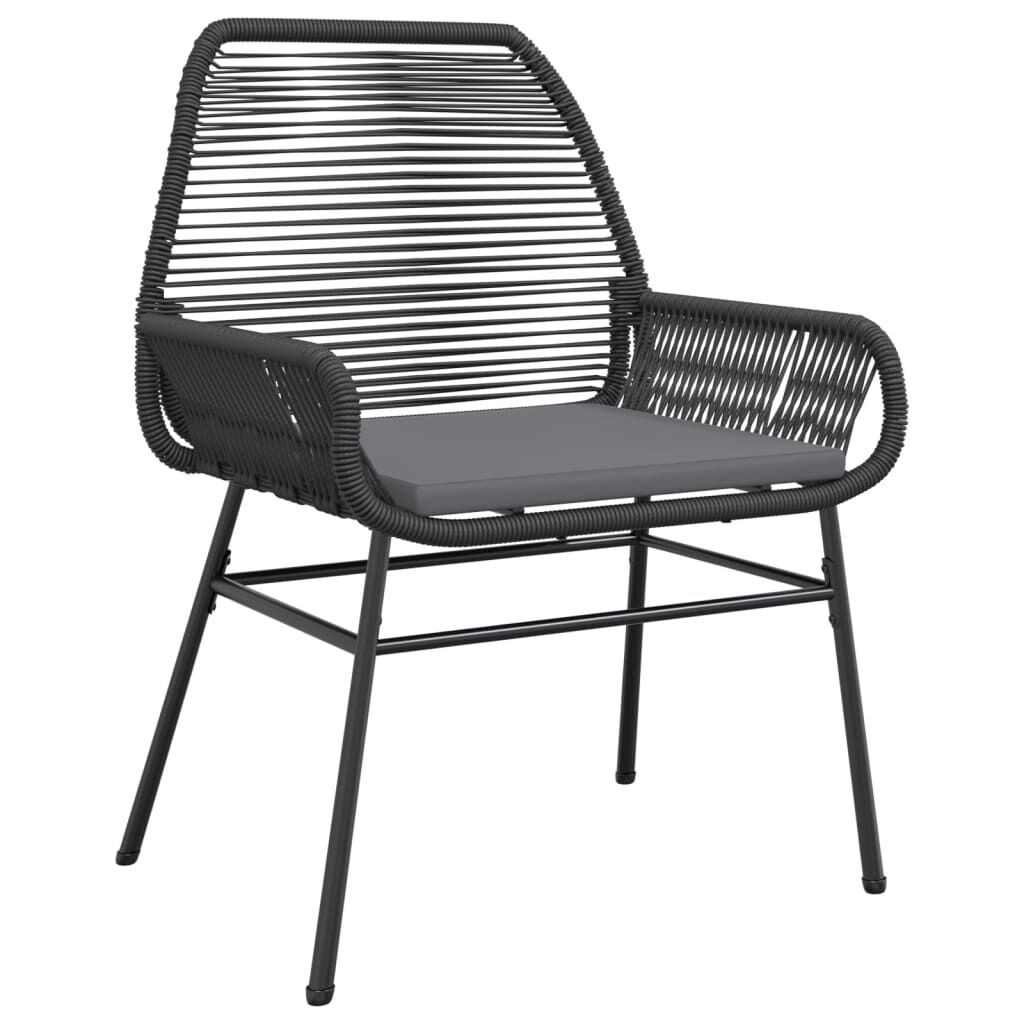 vidaXL Garden Chairs 2 pcs with Cushions Black Poly Rattan