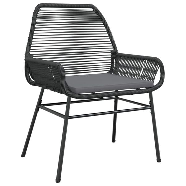 vidaXL Garden Chairs 2 pcs with Cushions Black Poly Rattan