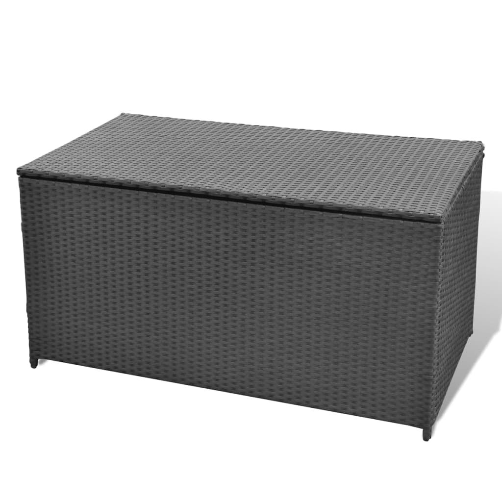 vidaXL Garden Storage Box Black 120x50x60 cm Poly Rattan