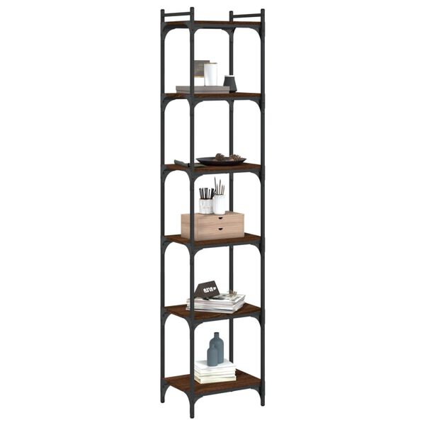vidaXL Bookcase 6-Tier Brown Oak 40x30x188 cm Engineered Wood