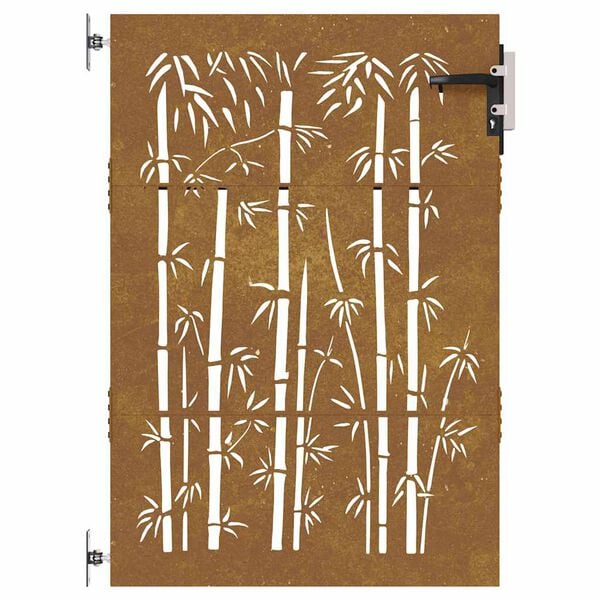 vidaXL Garden Gate 85x150 cm Corten Steel Bamboo Design