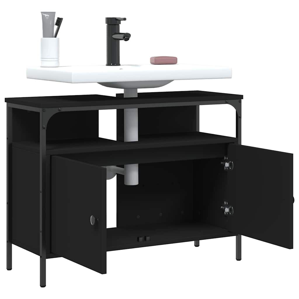 vidaXL Bathroom Sink Cabinet Black 80x30x60 cm Engineered Wood