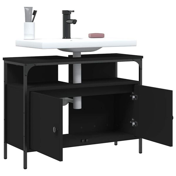 vidaXL Bathroom Sink Cabinet Black 80x30x60 cm Engineered Wood