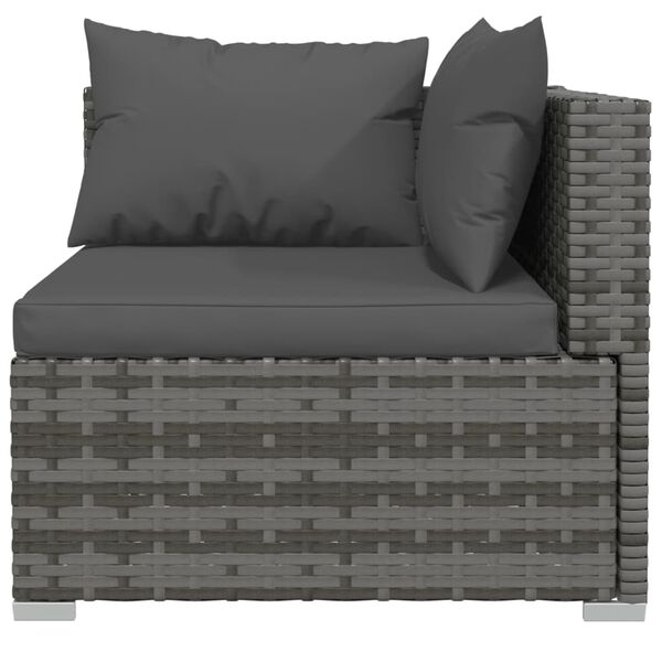 vidaXL 9 Piece Garden Lounge Set with Cushions Poly Rattan Grey