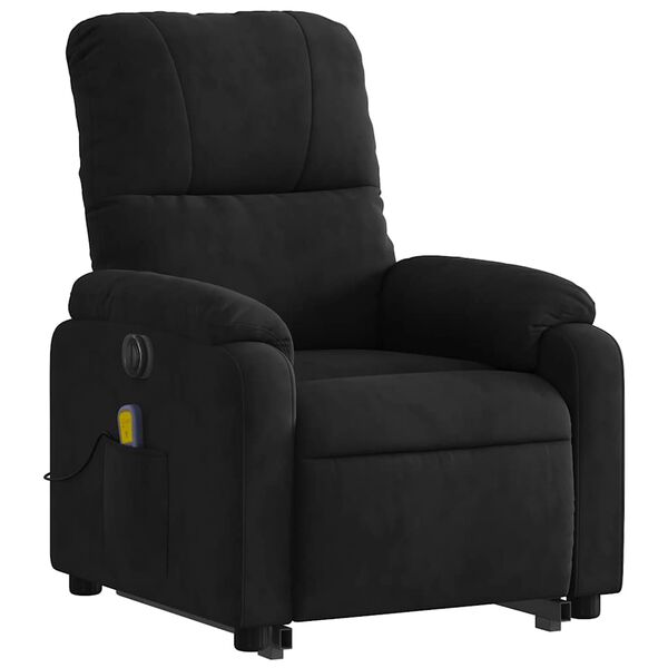 vidaXL Electric Stand up Massage Recliner Chair Black Microfibre Fabric