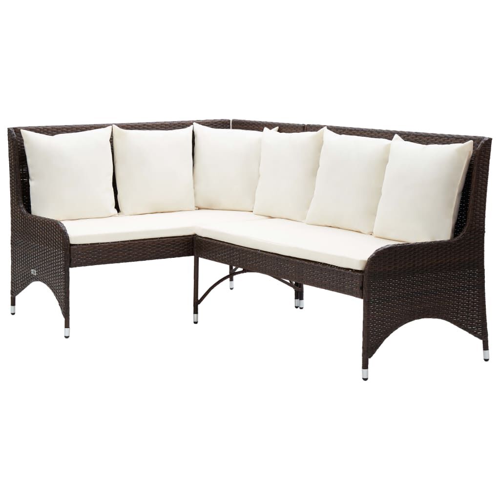 vidaXL Garden Corner Sofas 2 pcs Poly Rattan Brown