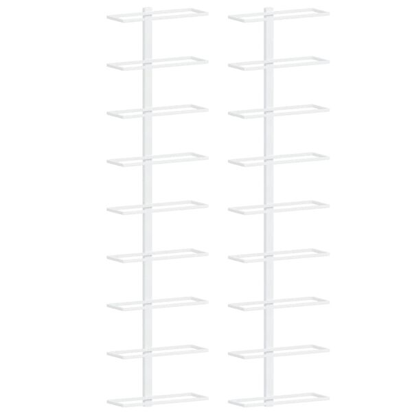 vidaXL Wall-mounted Wine Rack for 9 Bottles 2 pcs White Iron
