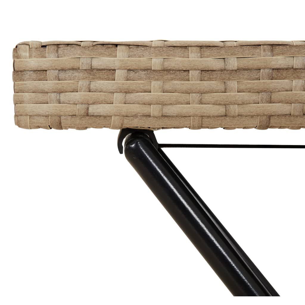 vidaXL Folding Tray Table Beige 65x40x75 cm Poly Rattan