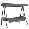 vidaXL Garden Swing Bench with Adjustable Canopy Dark Grey Steel