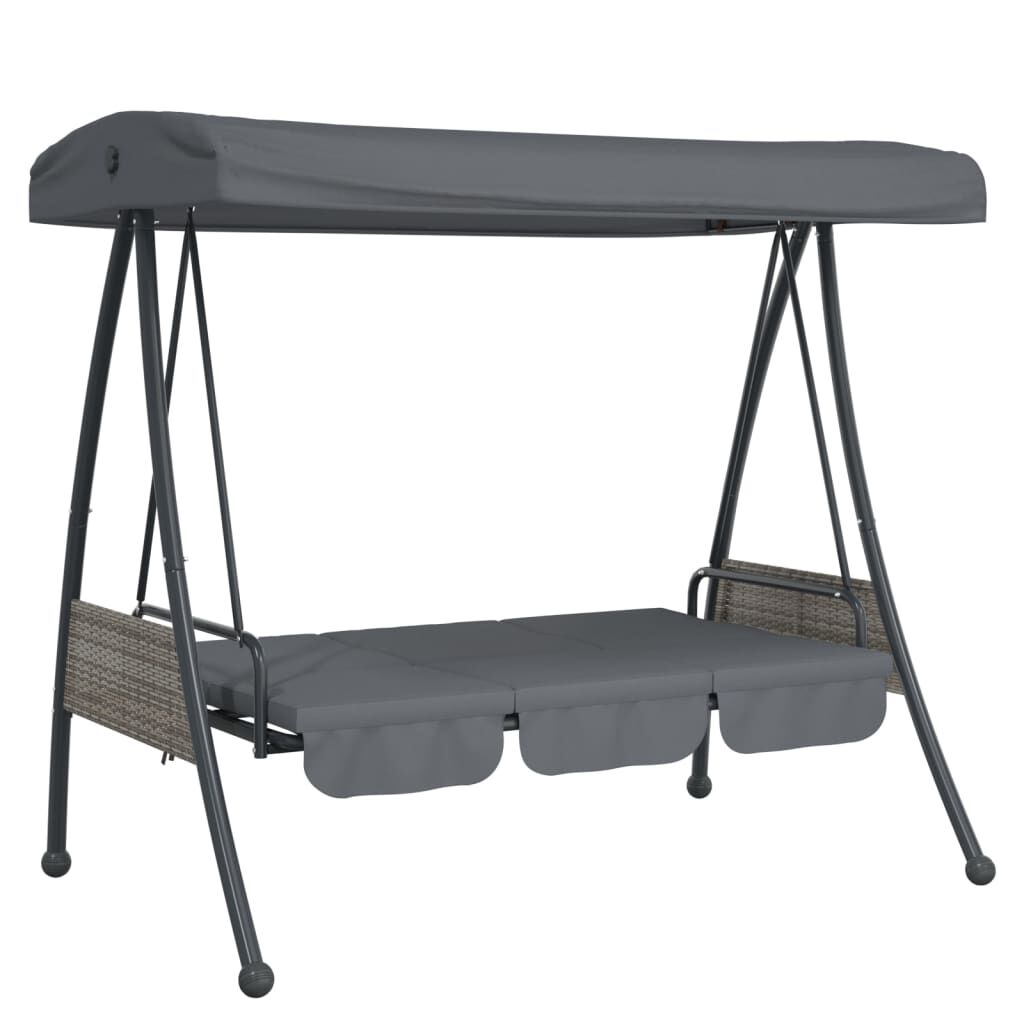 vidaXL Garden Swing Bench with Adjustable Canopy Dark Grey Steel