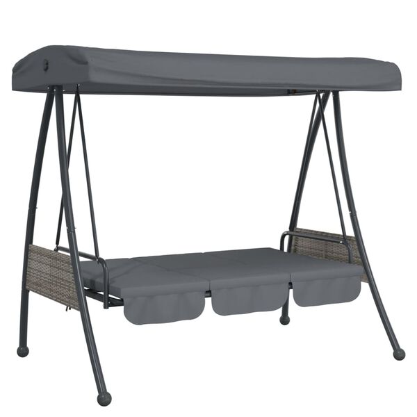 vidaXL Garden Swing Bench with Adjustable Canopy Dark Grey Steel