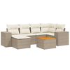 vidaXL 7 Piece Garden Sofa Set with Cushions Beige Poly Rattan