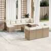 vidaXL 11 Piece Garden Sofa Set with Cushions Beige Poly Rattan