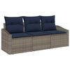 vidaXL Sofa Set with Cushion 3 pcs Grey Poly Rattan
