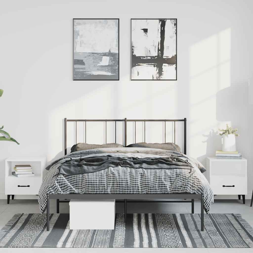 vidaXL Metal Bed Frame without Mattress with Headboard Black 150x200cm