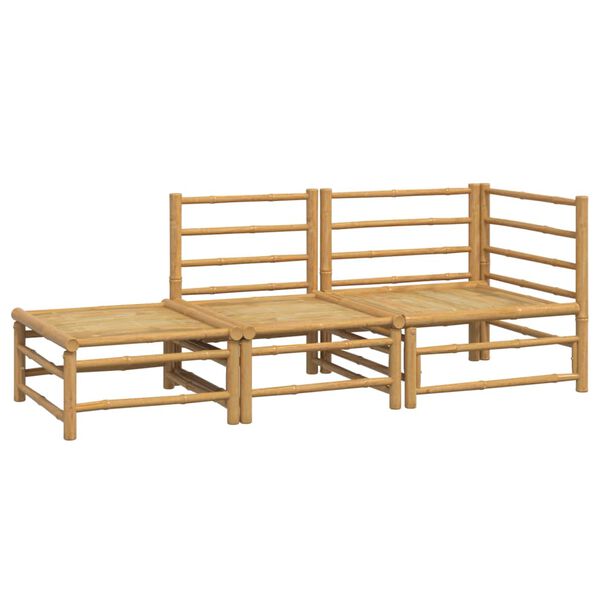 vidaXL 3 Piece Garden Lounge Set with Light Grey Cushions Bamboo