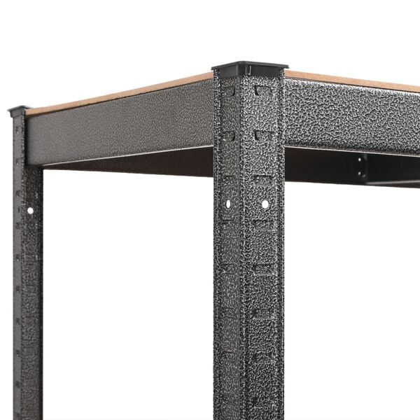 vidaXL 5-Layer Heavy-duty Shelves 2 pcs Grey Steel&Engineered Wood