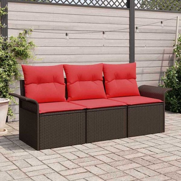 vidaXL Garden Sofa Set 3 pcs Brown 196 x 62 x 85cm Poly Rattan