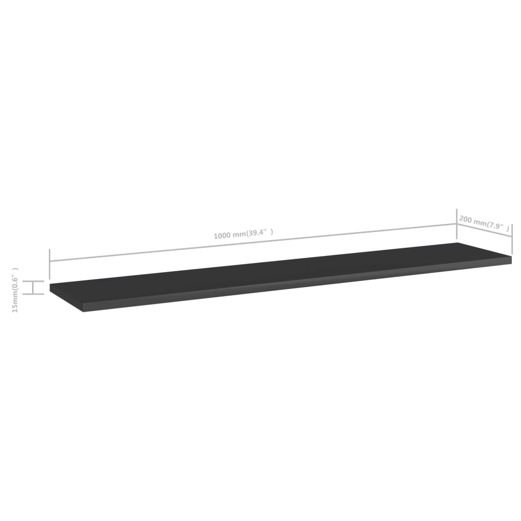 vidaXL Bookshelf Boards 8 pcs High Gloss Black 100x20x1.5 cm Engineered Wood