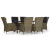 vidaXL 7 Piece Garden Dining Set Brown Poly Rattan