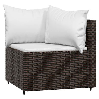 vidaXL Garden Corner Sofas with Cushions 2 pcs Brown Poly Rattan