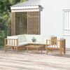 vidaXL 7 Piece Garden Lounge Set with Cream White Cushions Bamboo