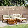 vidaXL 5 Piece Garden Lounge Set with Cream Cushion Solid Acacia Wood