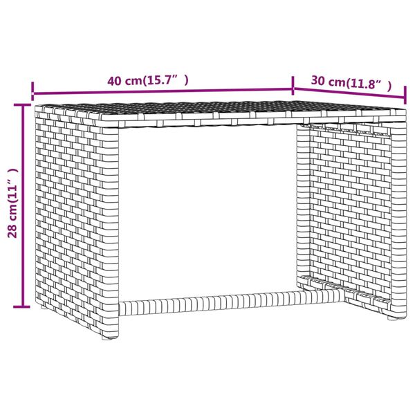 vidaXL Sunbed 1 pc with Table Grey Poly Rattan