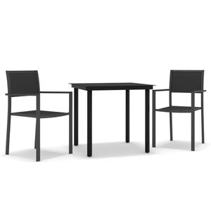 vidaXL 3 Piece Garden Dining Set Black