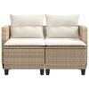 vidaXL Garden Sofa 2-Seater with Stools Beige Poly Rattan