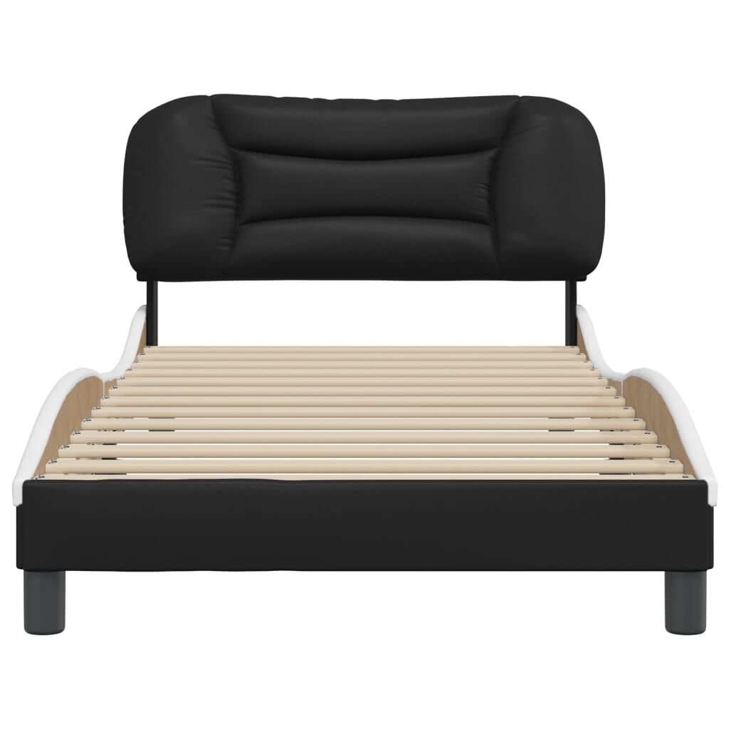 vidaXL Bed Frame without Mattress Black and White 100x190 cm Faux Leather