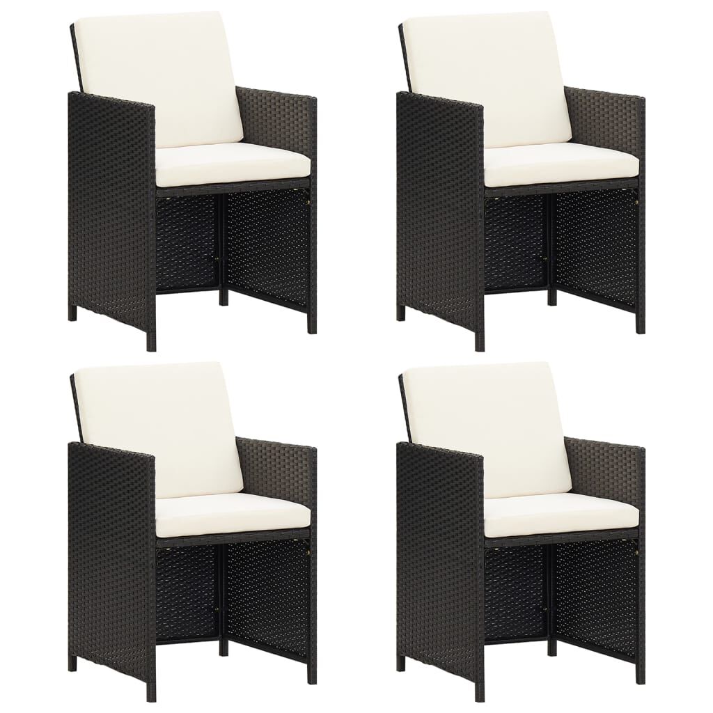 vidaXL Garden Chairs 4 pcs Poly Rattan Black