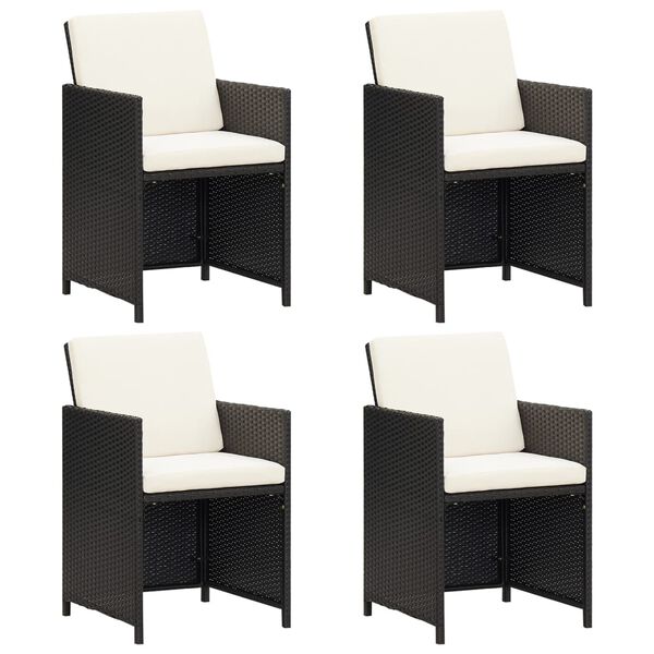 vidaXL Garden Chairs 4 pcs Poly Rattan Black