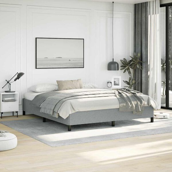 vidaXL Bed Frame without Mattress Light Grey California King Fabric