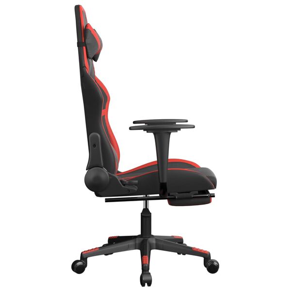 vidaXL Gaming Chair with Footrest Black and Red Faux Leather