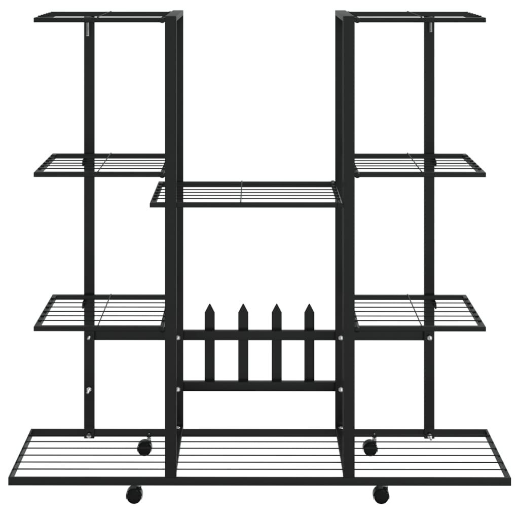 vidaXL Flower Stand with Wheels 94.5x24.5x91.5 cm Black Iron