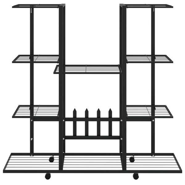 vidaXL Flower Stand with Wheels 94.5x24.5x91.5 cm Black Iron
