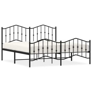 vidaXL Metal Bed Frame without Mattress with Footboard Black 183x213cm