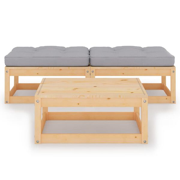 vidaXL 3 Piece Garden Lounge Set with Cushions Solid Pinewood