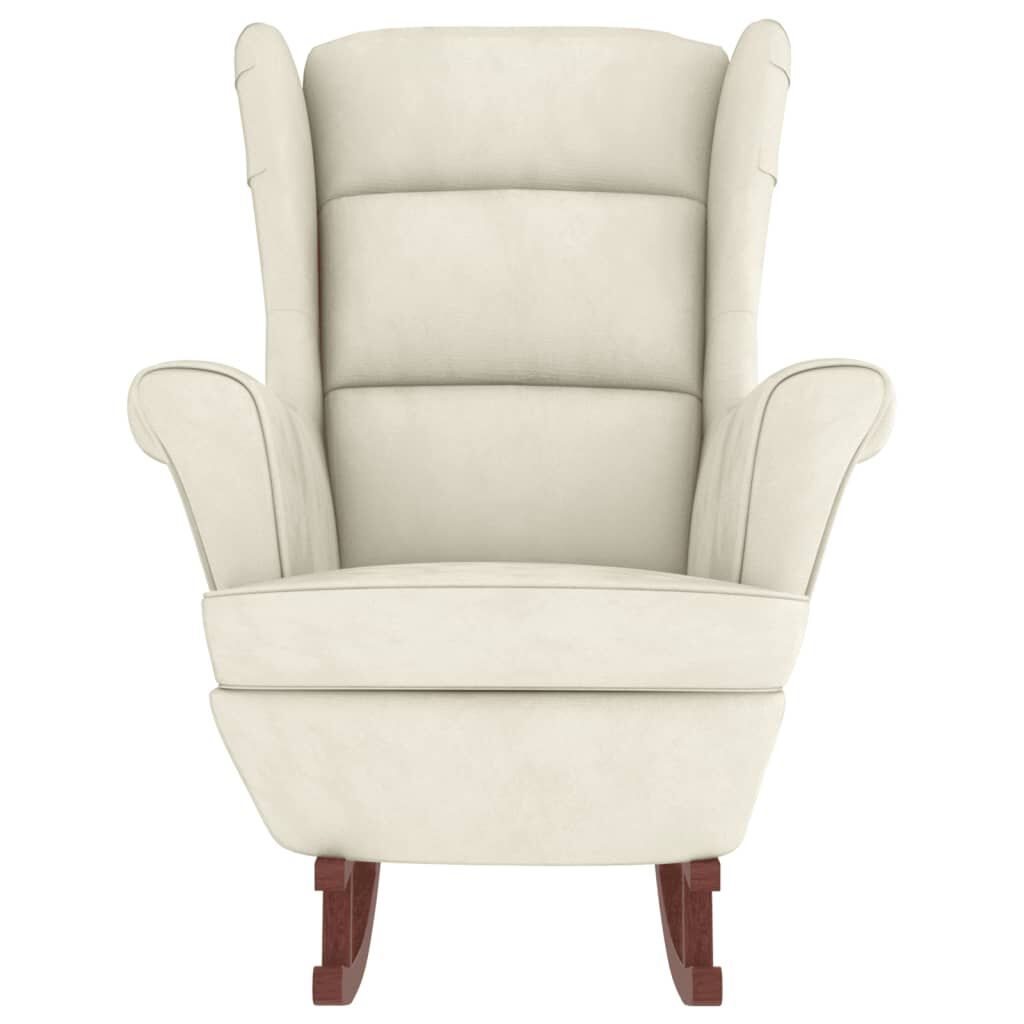 vidaXL Rocking Chair with Solid Wood Rubber Legs Cream Velvet