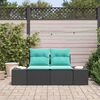 vidaXL Garden Sofa with Cushion Black 184 x 62 x 85cm Poly Rattan
