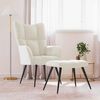 vidaXL Relaxing Chair with a Stool Cream White Velvet