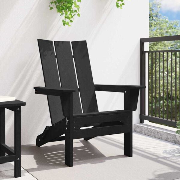 vidaXL Folding Adirondack Chair Black 80.5 x 74.5 x 92 cm HDPE