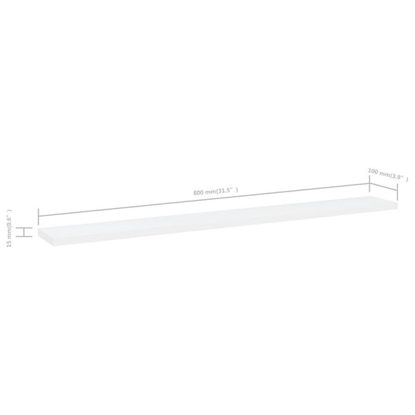 vidaXL Bookshelf Boards 4 pcs White 80x10x1.5 cm Engineered Wood