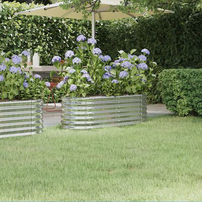 vidaXL Garden Raised Bed Powder-coated Steel 114x40x36 cm Silver